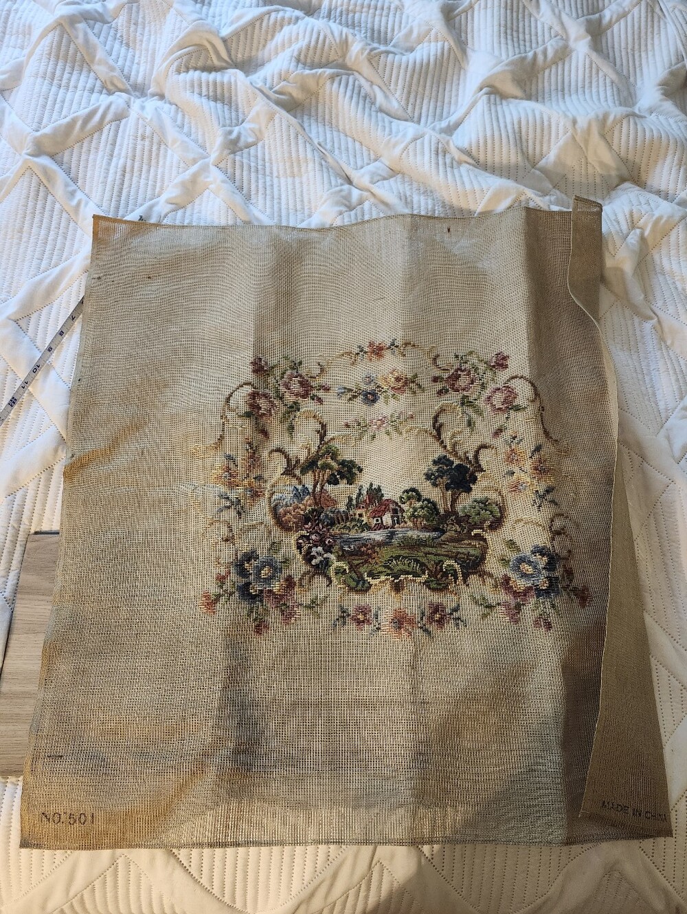 Vintage-Inspired Floral Cottage Tapestry Pillow Cover in Beige